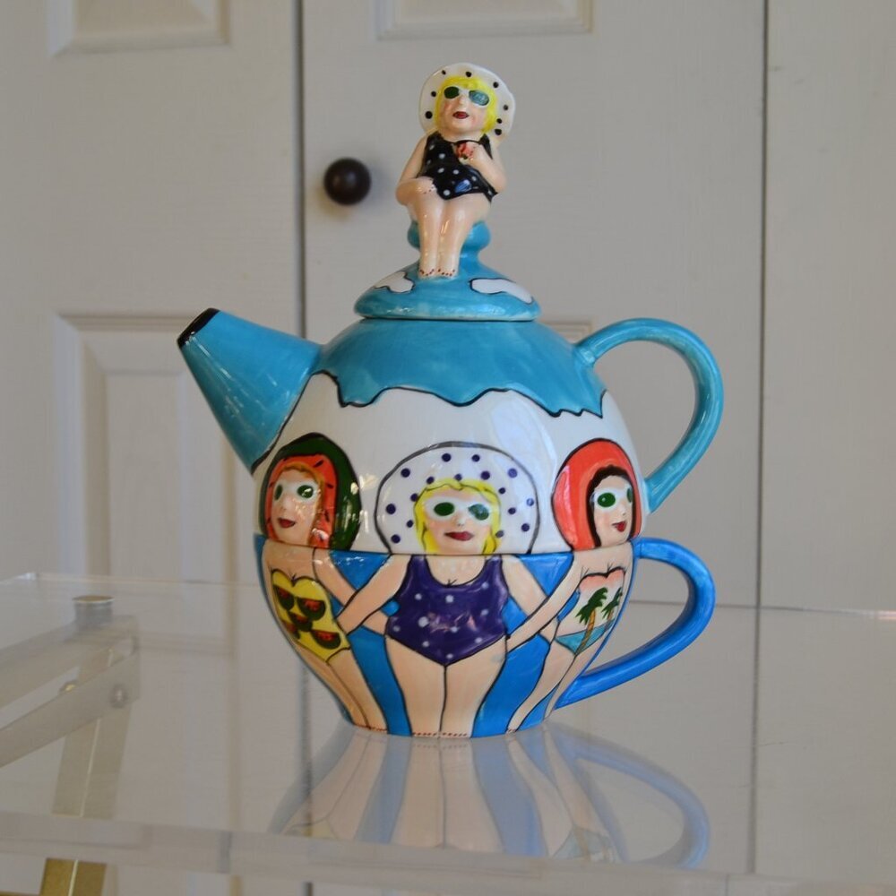Funseekers Janice Joplin Big Day At The Beach 6448 3 Piece Tea Pot